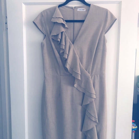 SOLD Calvin Klein Front Ruffle Dress, Size 10 - Picture 1 of 6